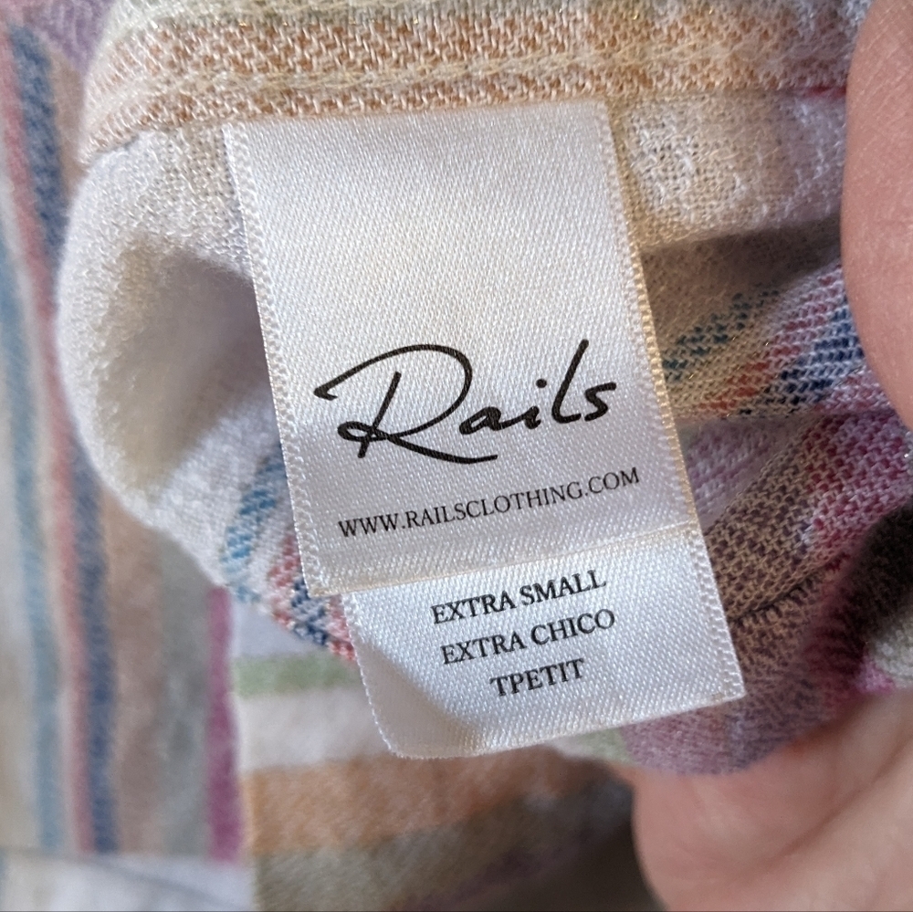 Rails Blouse Boxy Striped Metalic Thread Size XS - Picture 8 of 12